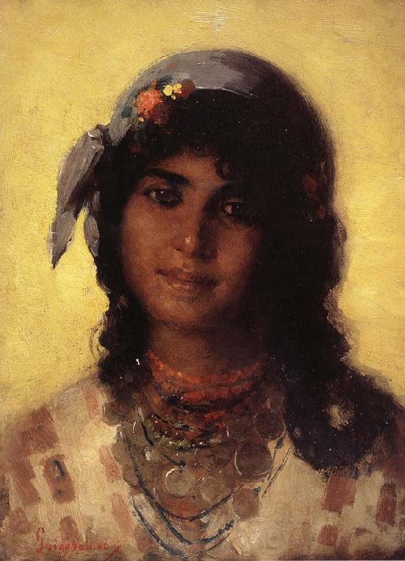 Nicolae Grigorescu Gypsy's Head Norge oil painting art